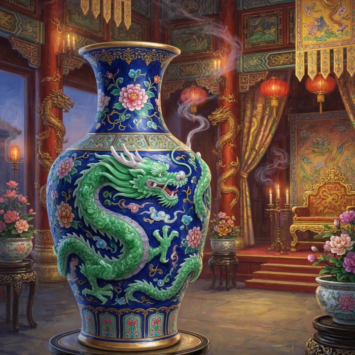 Porcelain Dynasty slot game art, imperial theme