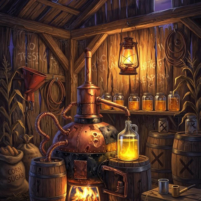Backwoods Moonshine slot game art, rustic theme