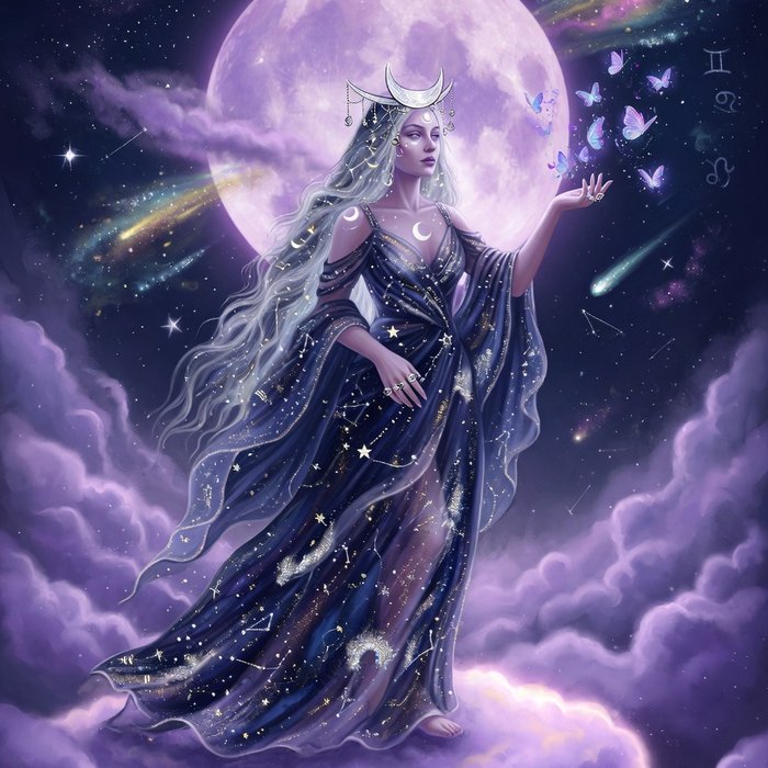 Moonlit Goddess slot game art, mystic theme