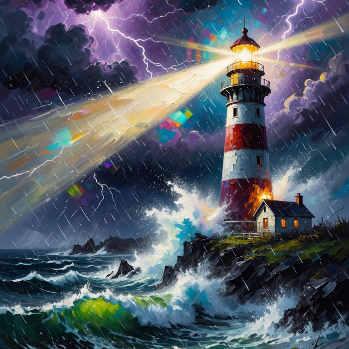 Lighthouse in the Storm slot game art, coastal theme